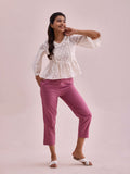 Light Wine Cotton Cropped Pencil Pant