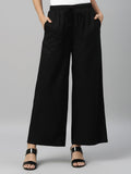 Black Woven Viscose Basic Palazzo