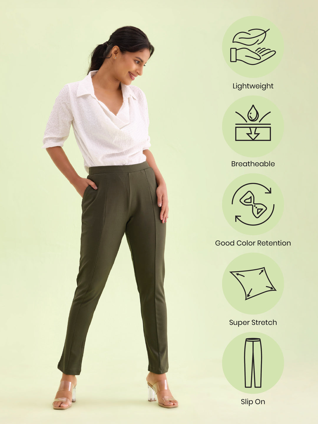 Olive Green Roma Ponte Pants