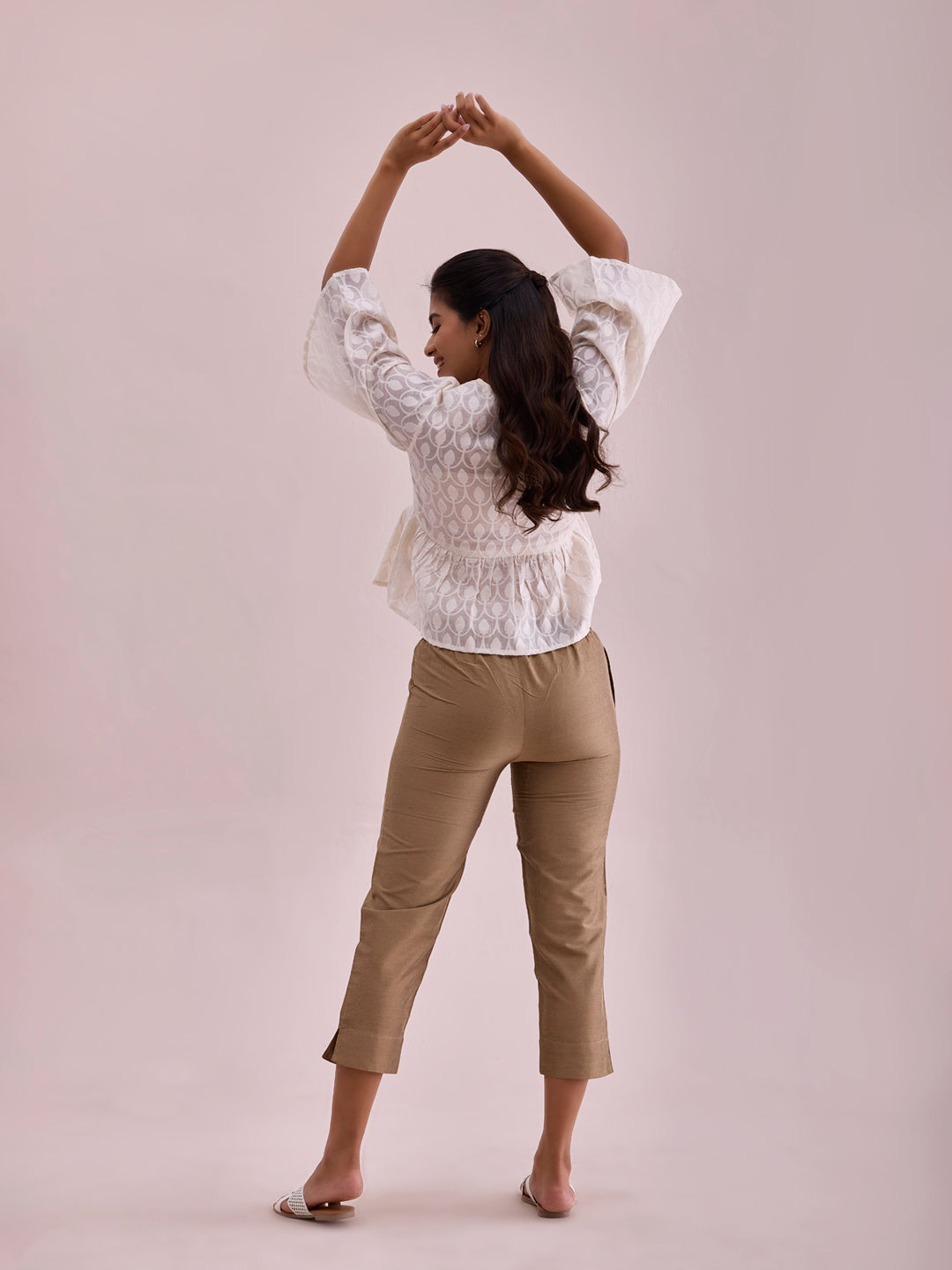 Gold Poly Modal Cropped Metallic Pants