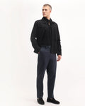 Rare Rabbit Men's Lubeck Navy Cotton Plain Relaxed Fit Trouser