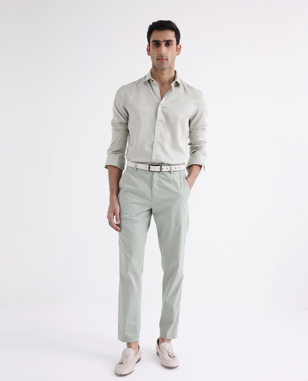 Rare Rabbit Men's Memo Ls Pastel Green Tencel Plain Regular Fit Full Sleeve Collared Shirt