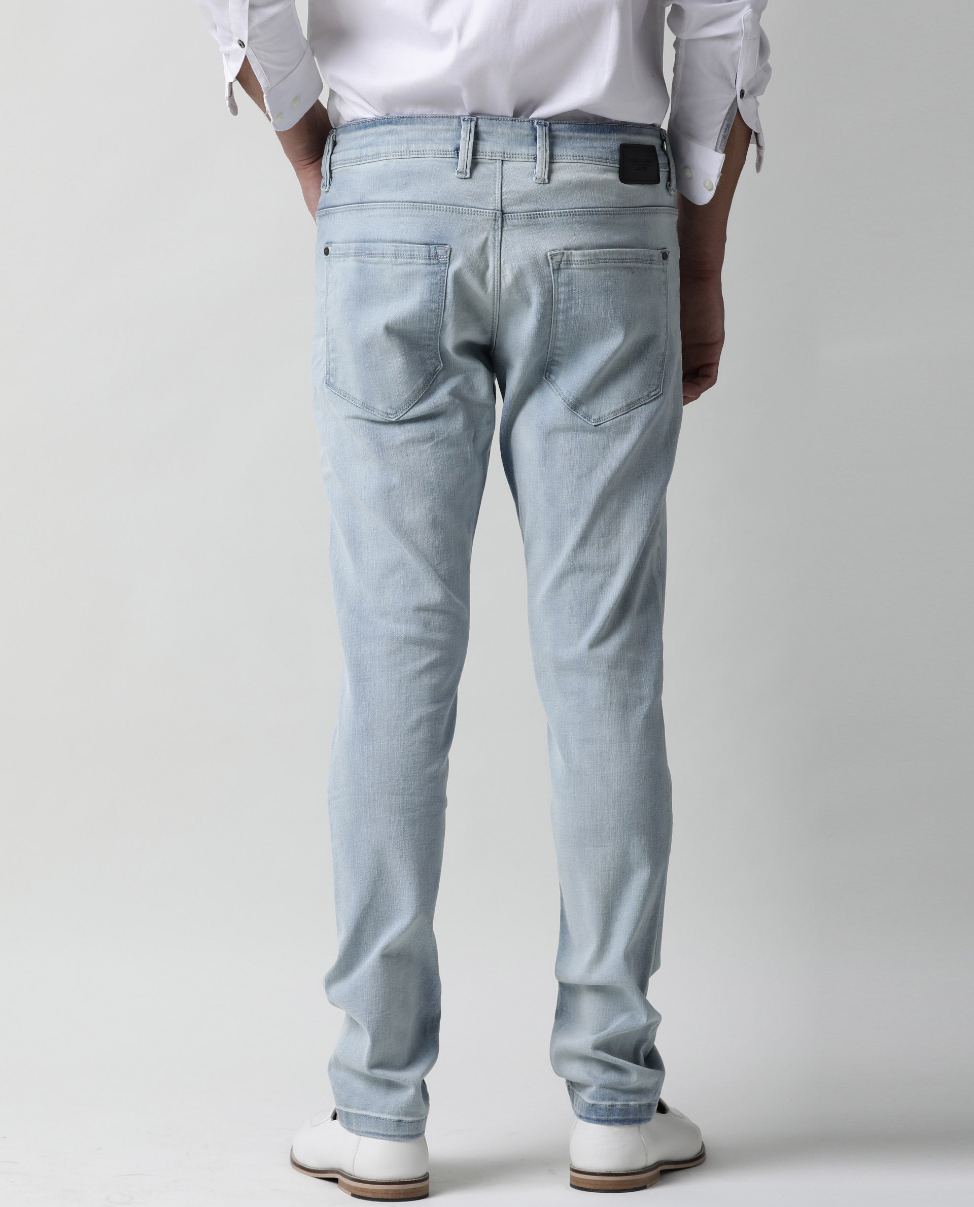 Rare Rabbit Men's Tram Blue Cotton Plain Hawk Slim Fit Jeans