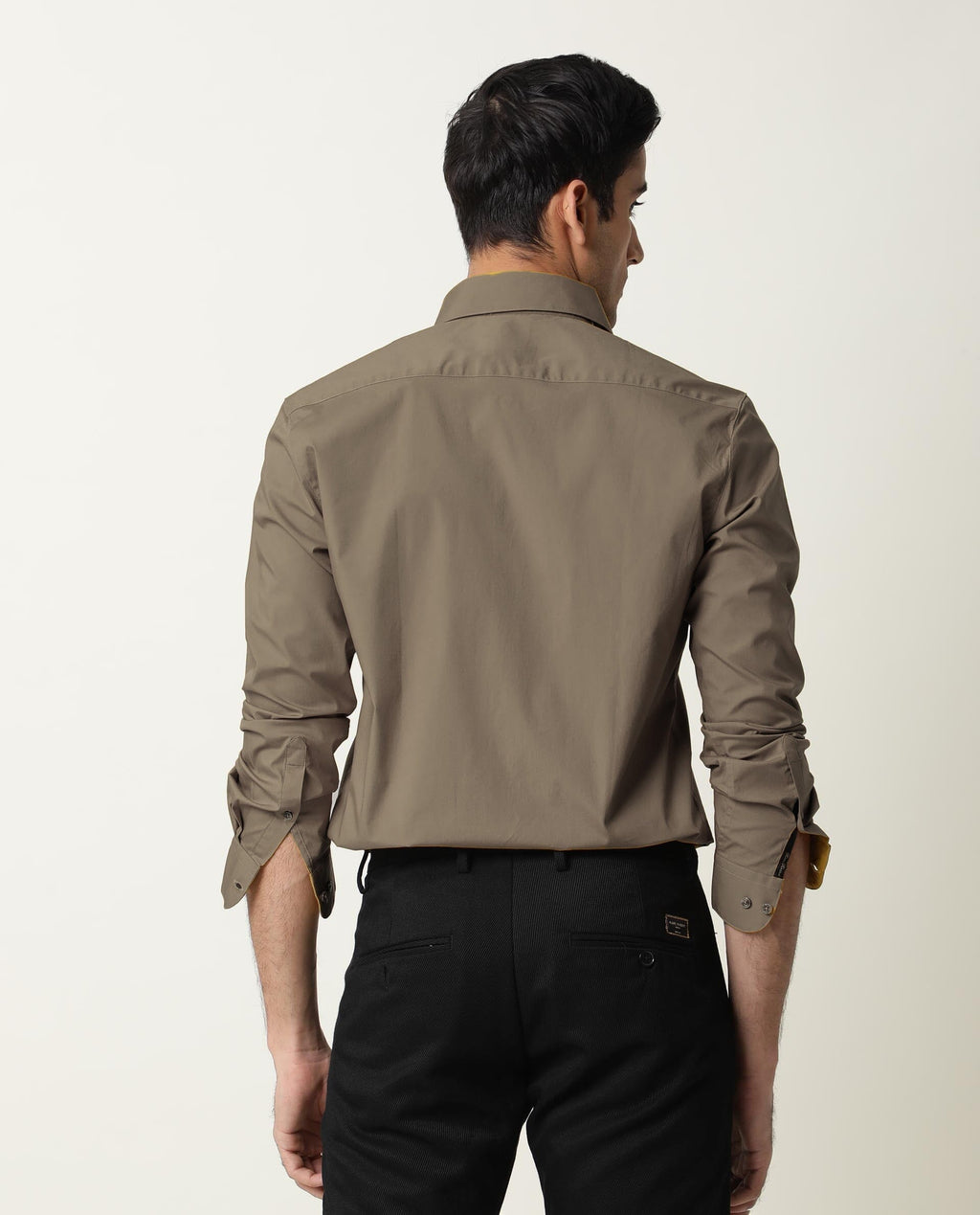 Rare Rabbit Men's Neutrons Brown Cotton Regular Fit Full Sleeve Spread Collar Shirt