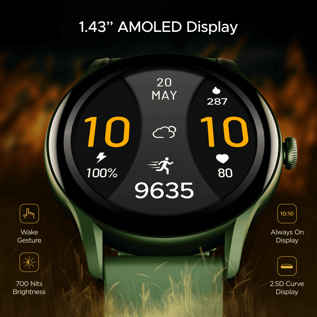 boAt Lunar Connect Ace | Round AMOLED Display Smartwatch with 1.43" (3.63 cm) Screen, Bluetooth Calling, 100+ Sports Modes