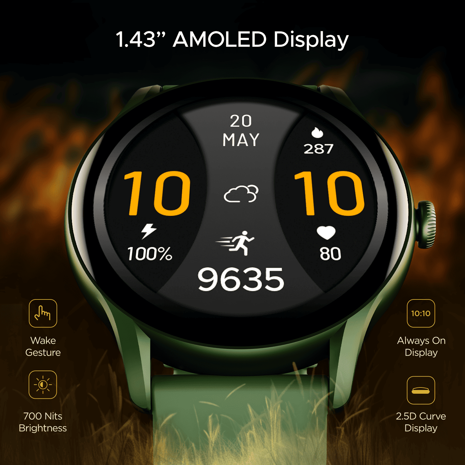 boAt Lunar Connect Ace | Round AMOLED Display Smartwatch with 1.43" (3.63 cm) Screen, Bluetooth Calling, 100+ Sports Modes