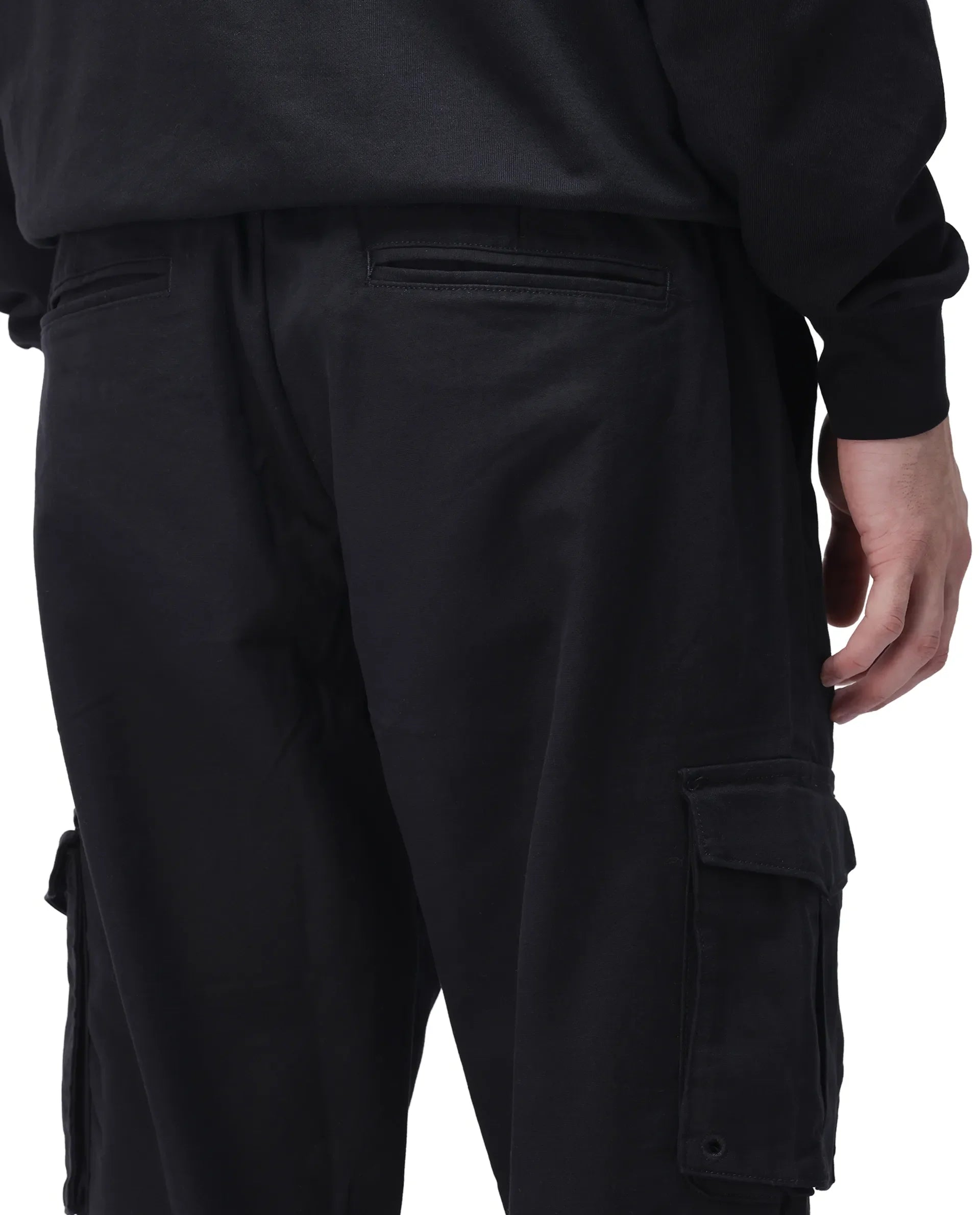 Rare Rabbit Men's Maks Black Cotton Plain Regular Fit Trouser