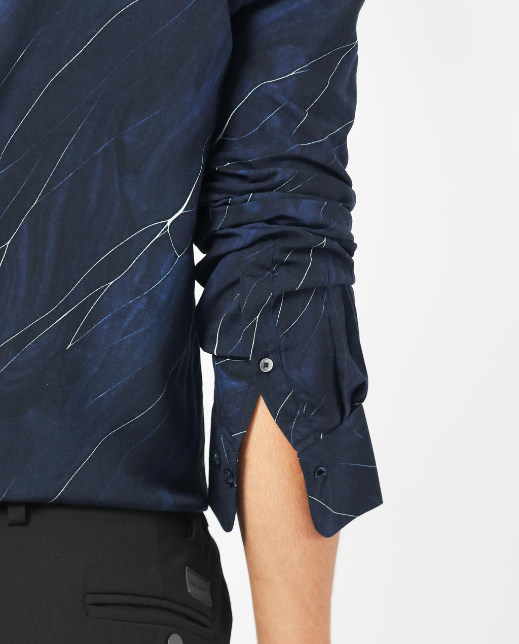 Rare Rabbit Men's Mans Navy Cotton Abstract Print Regular Fit Full Sleeve Collared Shirt