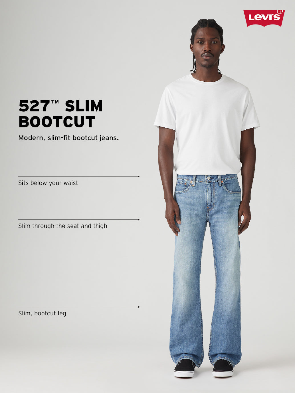 Men's 527 Black Bootcut Fit Mid Rise Jeans