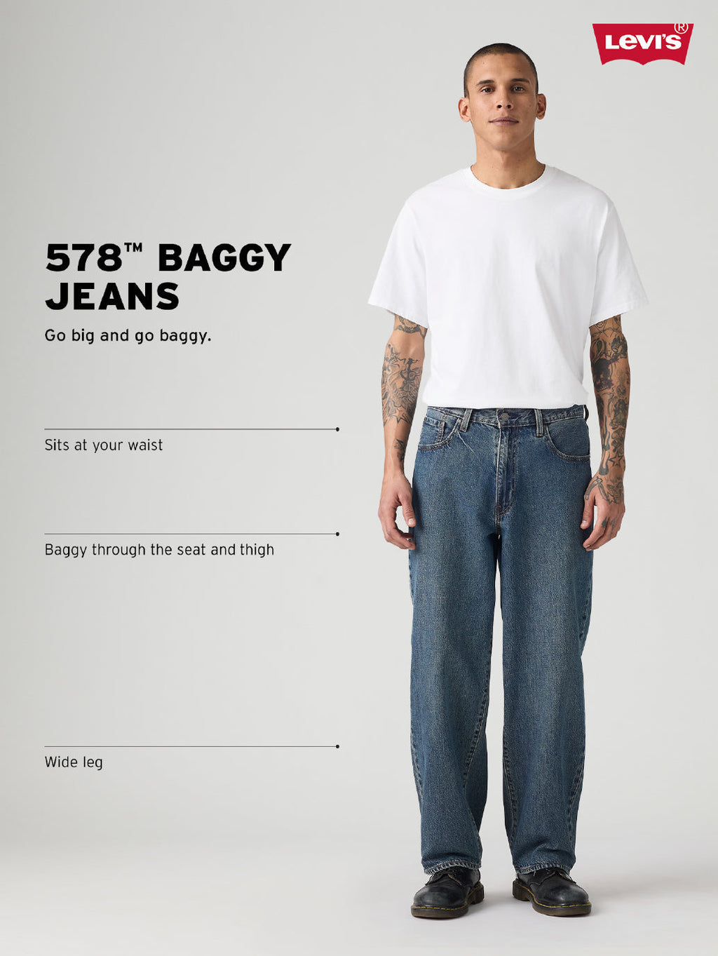 Men's 578 Blue Baggy Fit Low Rise Jeans