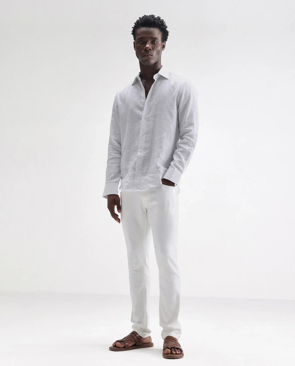 Rare Rabbit Men's Meymac White Cotton Plain Hawk Slim Fit Jeans