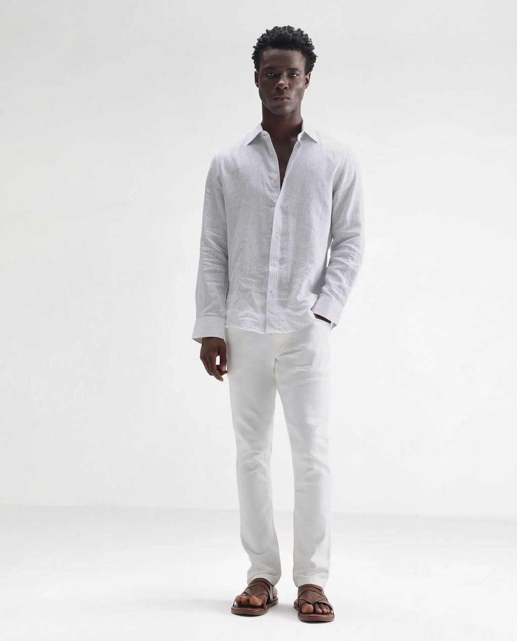 Rare Rabbit Men's Meymac White Cotton Plain Hawk Slim Fit Jeans