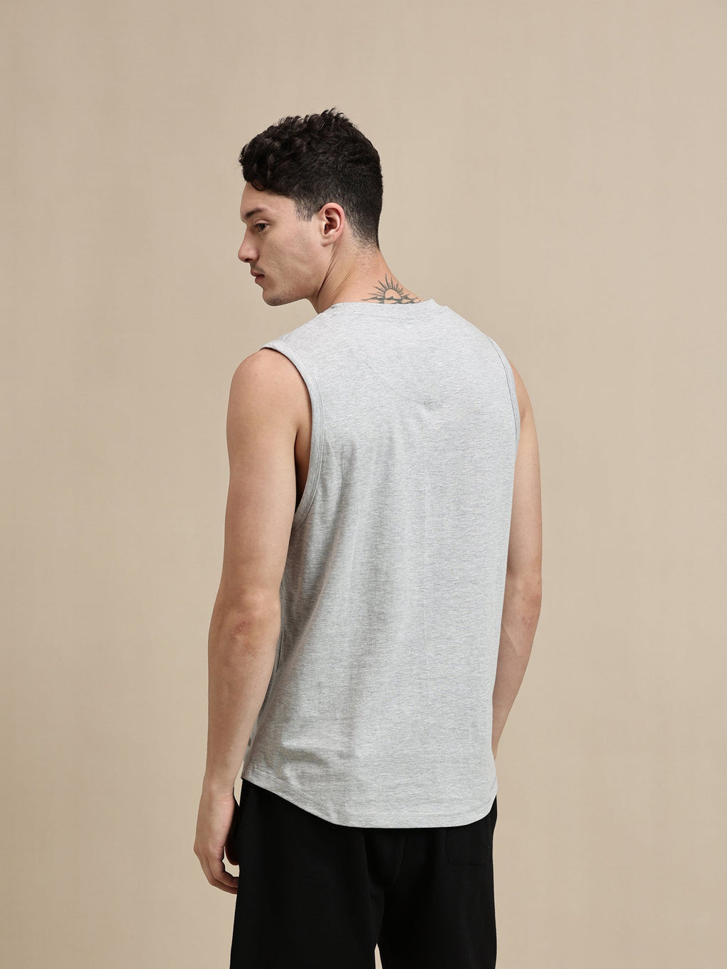 Men Grey Sleeveless T-Shirt