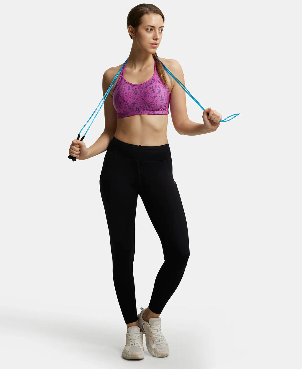 Tactel Microfiber Elastane Stretch Performance Leggings with Broadwaistband & Side Pockets - Black