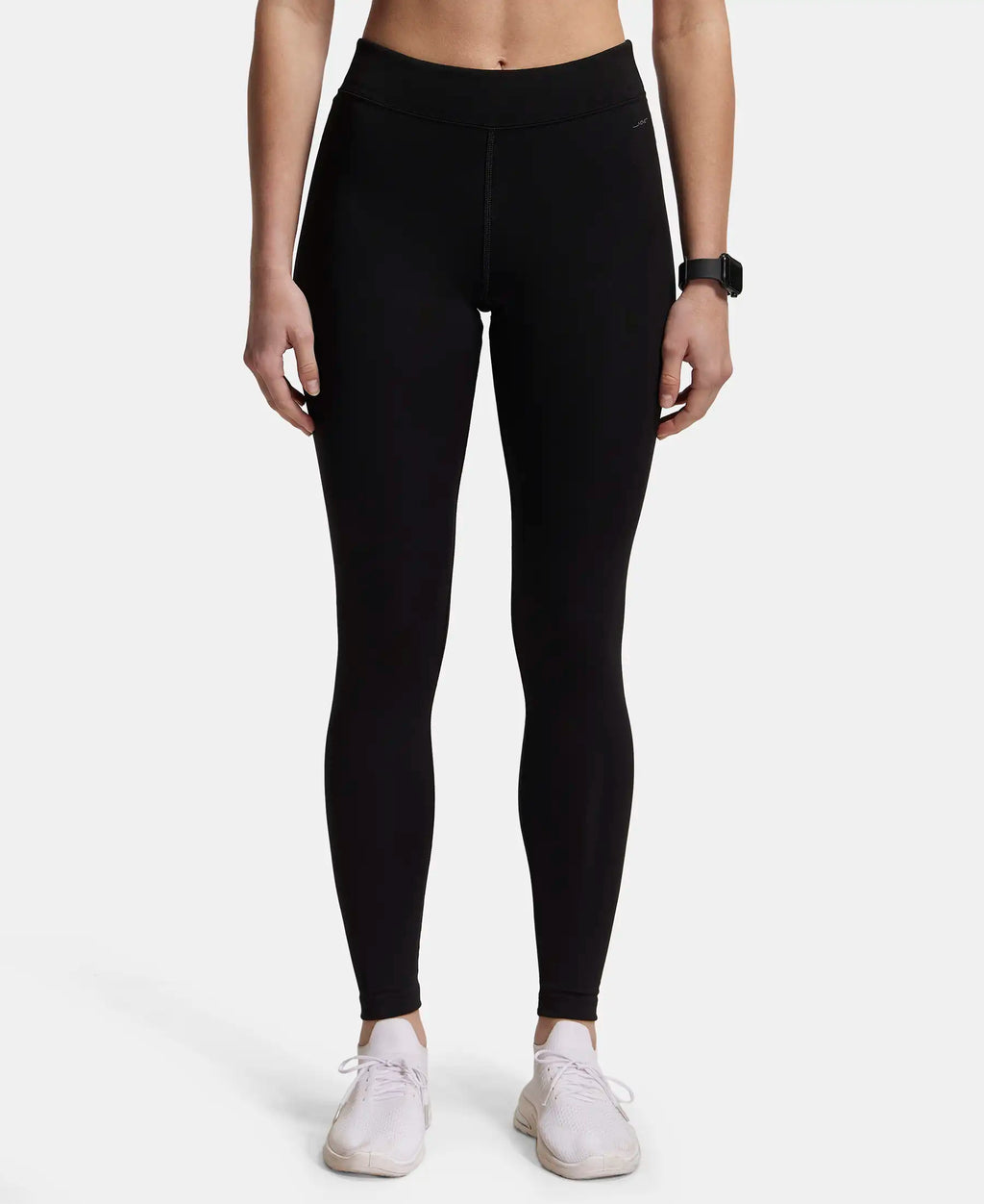 Microfiber Elastane Stretch Performance Leggings with Elasticated Waistband - Black
