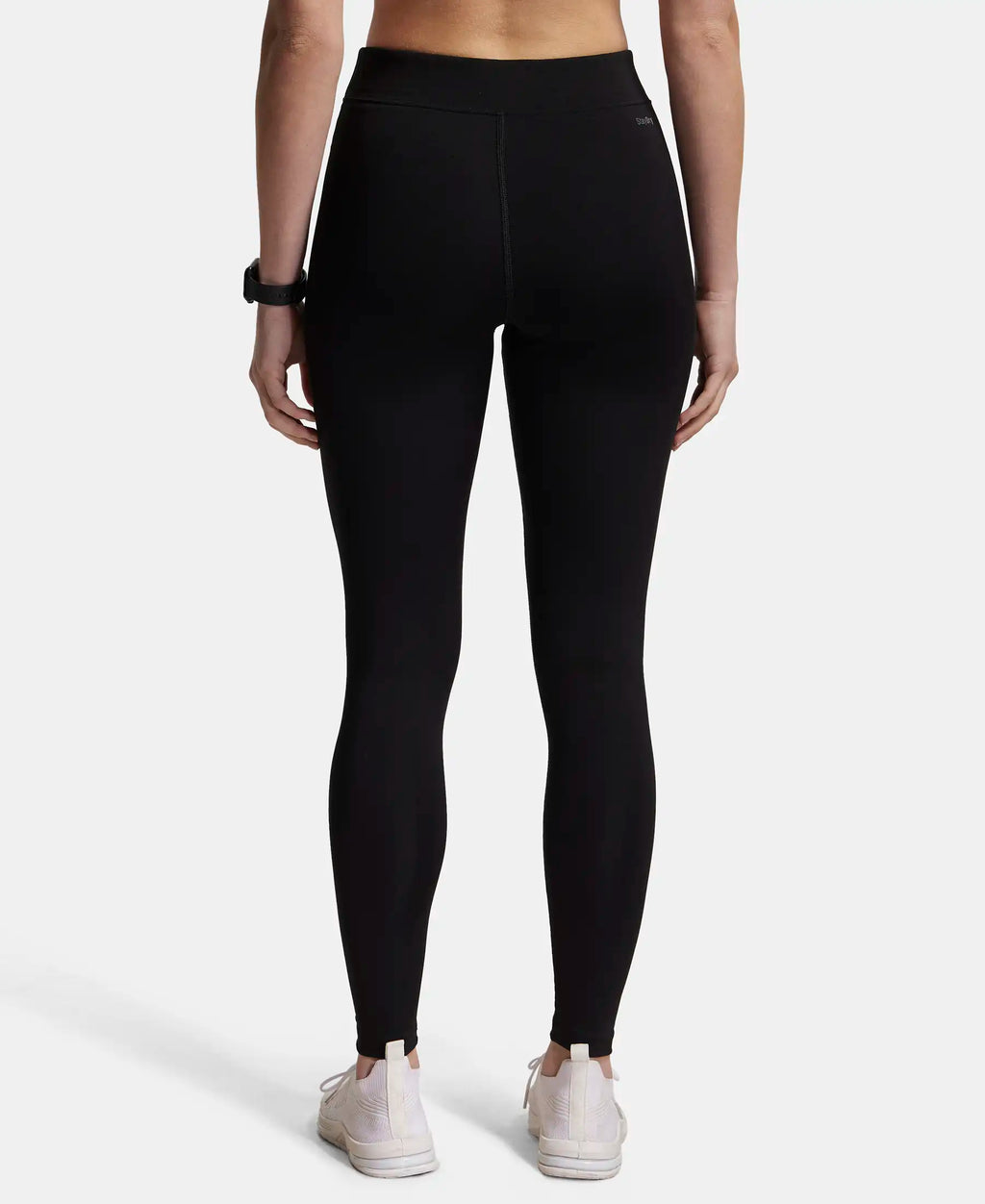 Microfiber Elastane Stretch Performance Leggings with Elasticated Waistband - Black