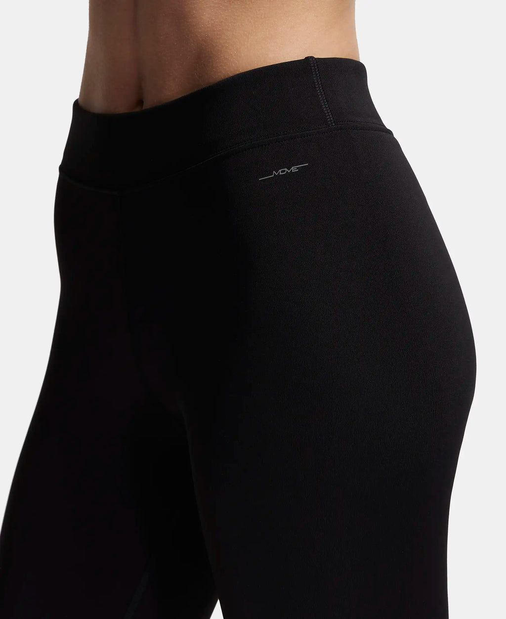 Microfiber Elastane Stretch Performance Leggings with Elasticated Waistband - Black