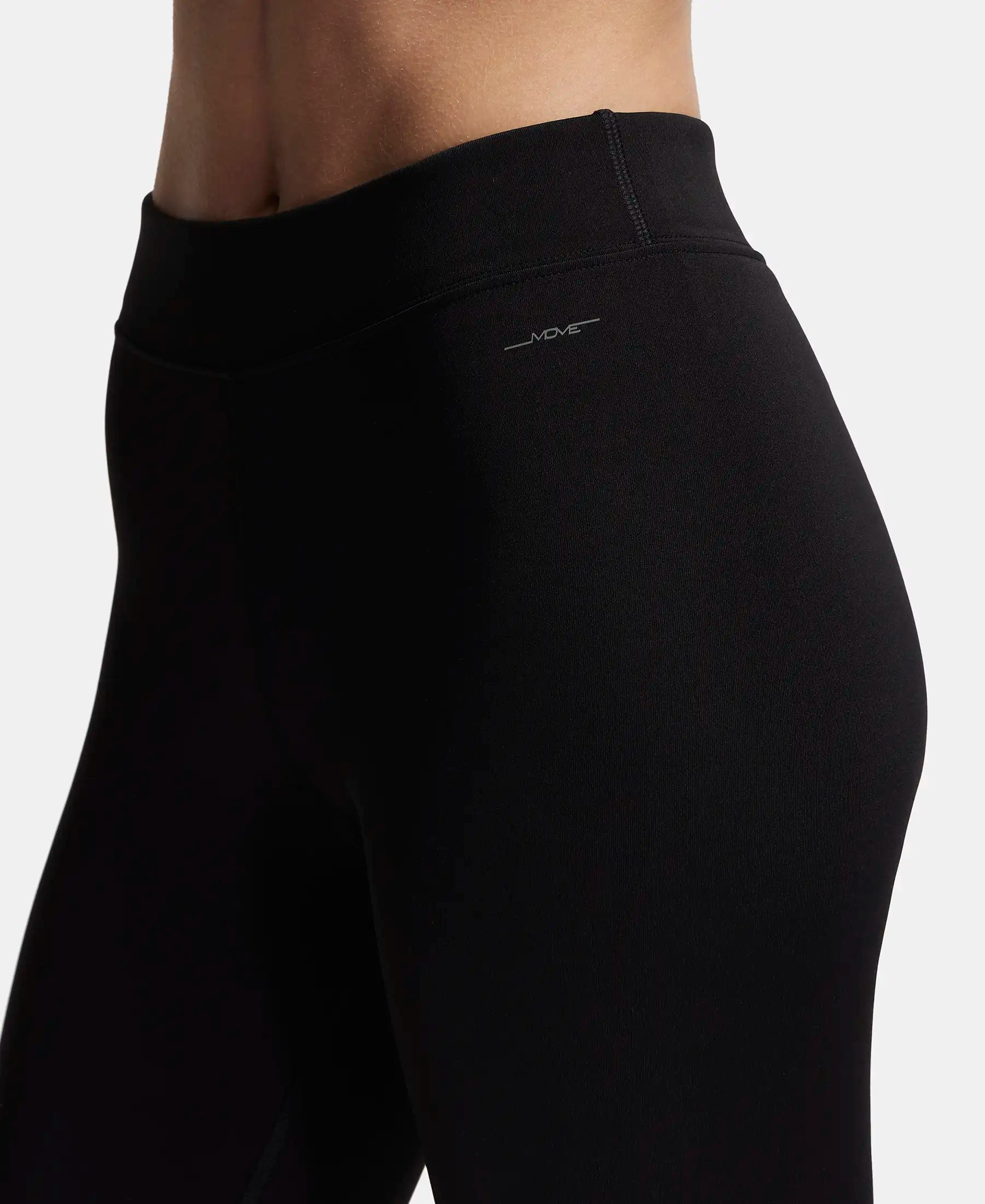 Microfiber Elastane Stretch Performance Leggings with Elasticated Waistband - Black