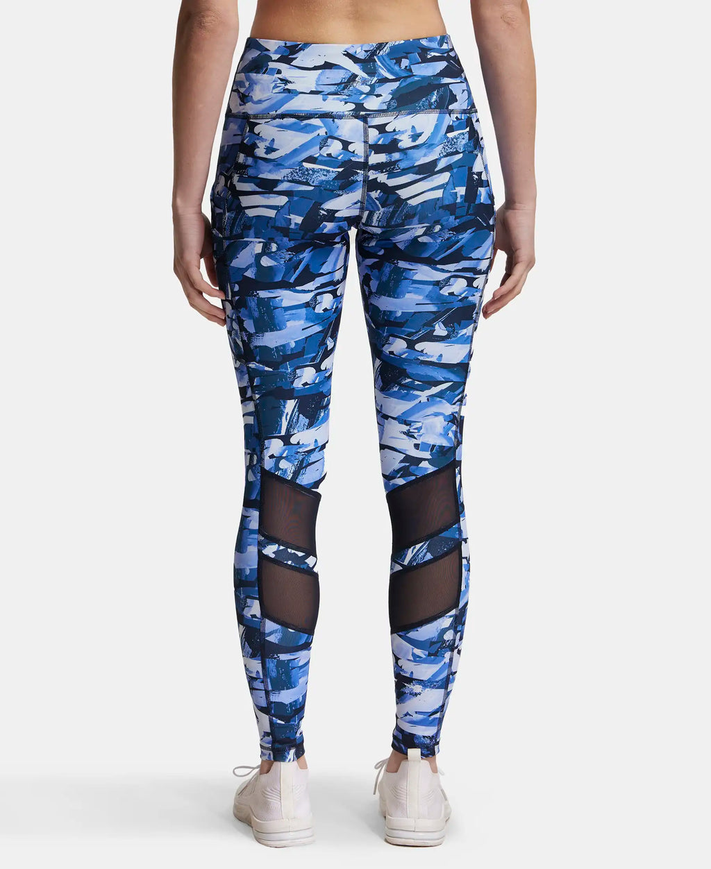 Microfiber Elastane Stretch Performance Leggings with Breathable Mesh - Sky Captain Printed