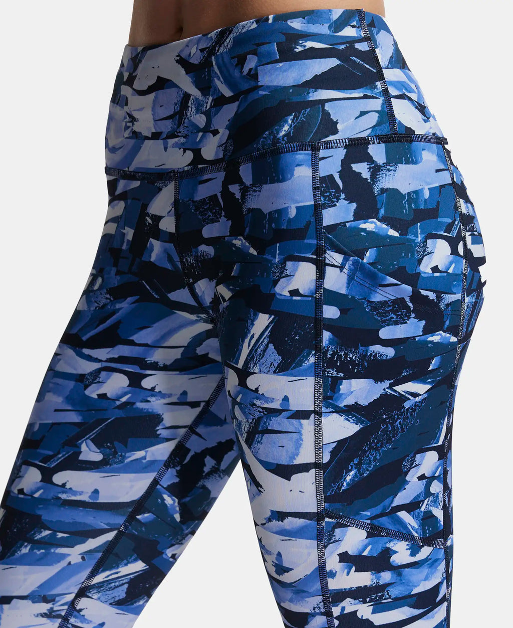 Microfiber Elastane Stretch Performance Leggings with Breathable Mesh - Sky Captain Printed