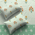 Divine Collection - Cotton Bedsheet With 2 Pillow Covers, Magnolia Sage Green