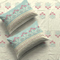 Serene 200 TC 100% Cotton Bedsheet with Pillow Covers - Malhaar Dusty Blue