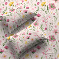 Serene 200 TC 100% Cotton Bedsheet with Pillow Covers - Meadows Rose Pink