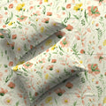 Serene 200 TC 100% Cotton Bedsheet with Pillow Covers - Meadows Buttercream