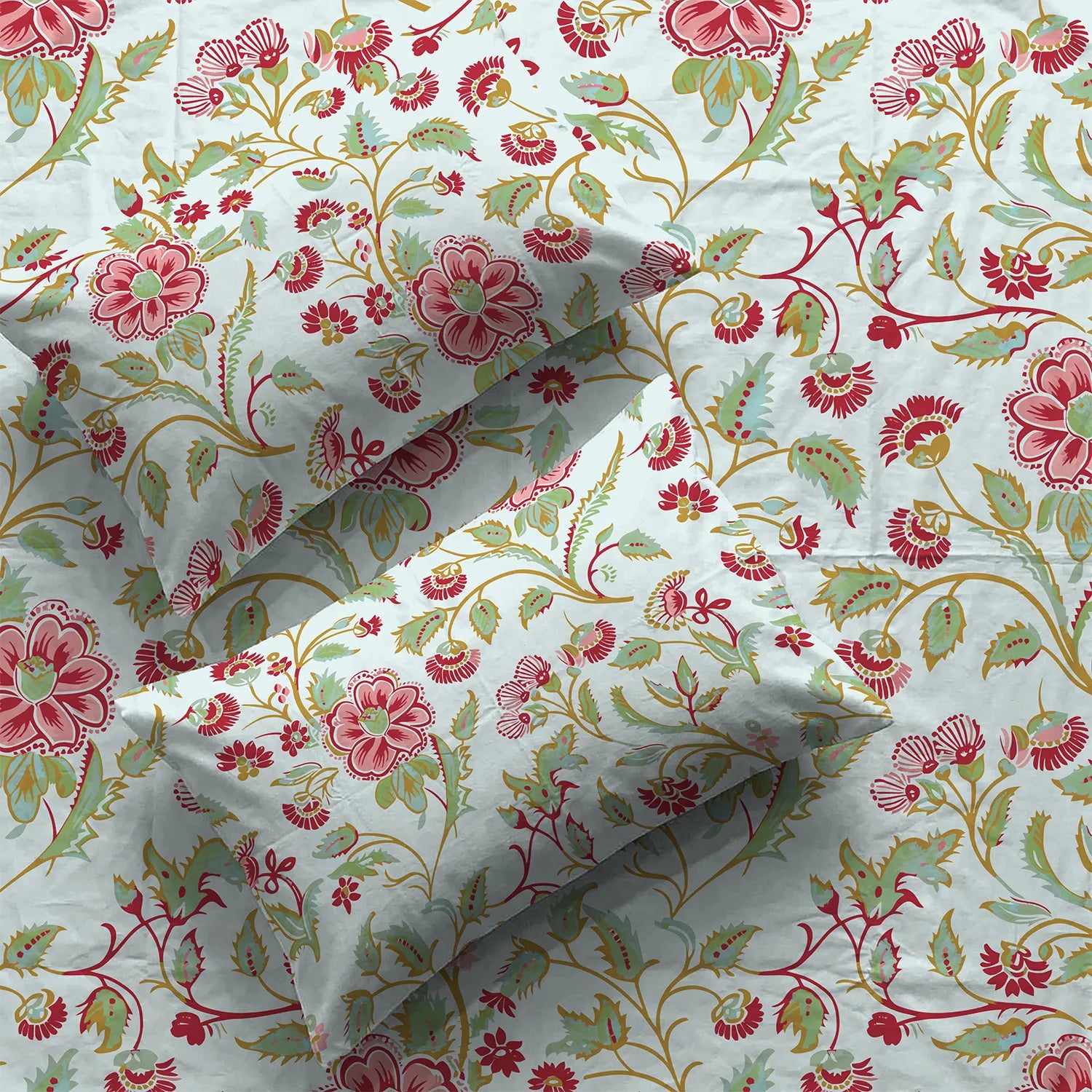 Divine Collection - Cotton Bedsheet With 2 Pillow Covers, Monsoon Skyblue