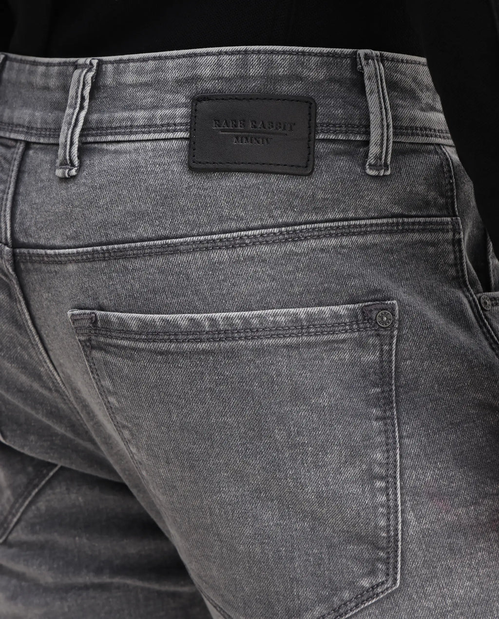Rare Rabbit Men's Nater Light Grey Cotton Plain Hawk Slim Fit Jeans