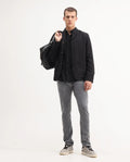 Rare Rabbit Men's Nater Light Grey Cotton Plain Hawk Slim Fit Jeans