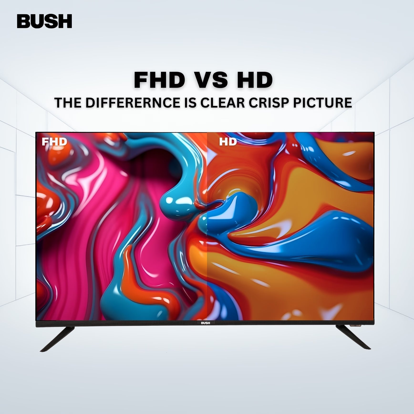 Bush QLED 108 cm (43 inch) Full HD LED Smart Android Based TV 2025 Edition with Remote, Frameless Design and Free to Air channel movie box and Sound bar (QLED-43) BB4300S PRO