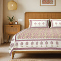 Rajasthani Ethnic 100% Cotton Bedsheet with 2 Pillow Covers, Double & King Bed - Noor Mahal Yellow