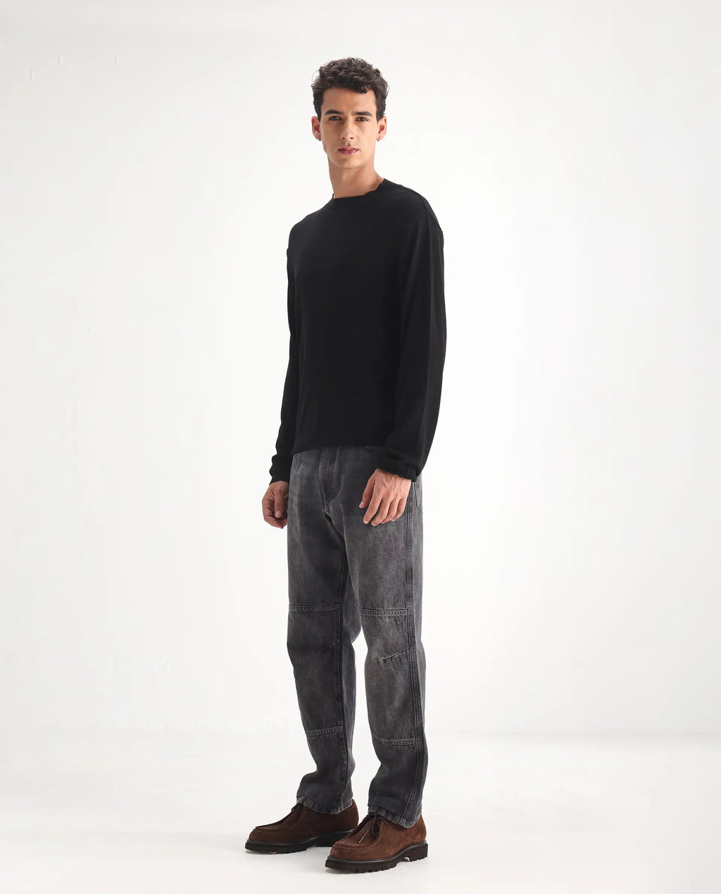 Rare Rabbit Men's Oleg Dark Grey Cotton Plain Morris Regular Fit Jeans