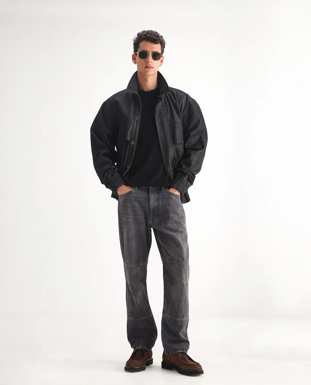 Rare Rabbit Men's Oleg Dark Grey Cotton Plain Morris Regular Fit Jeans