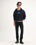 Rare Rabbit Men's Omiros Black Cotton Blend Plain Hawk Slim Fit Jeans