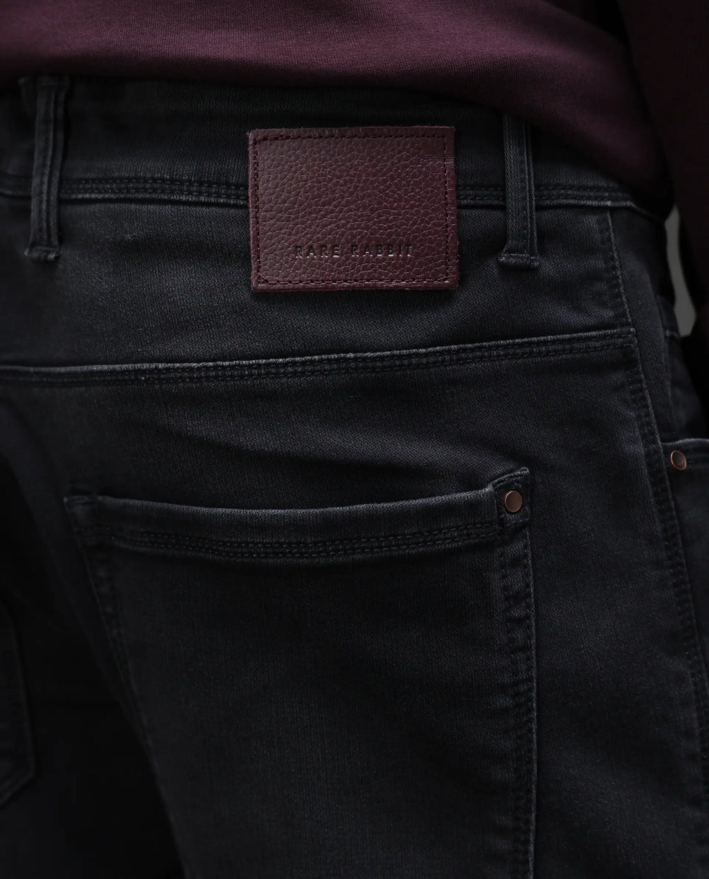 Rare Rabbit Men's Orleans Black Cotton Plain Hawk Slim Fit Jeans