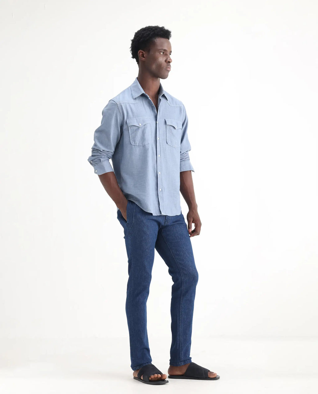 Rare Rabbit Men's Osmar Blue Cotton Plain Hawk Slim Fit Jeans
