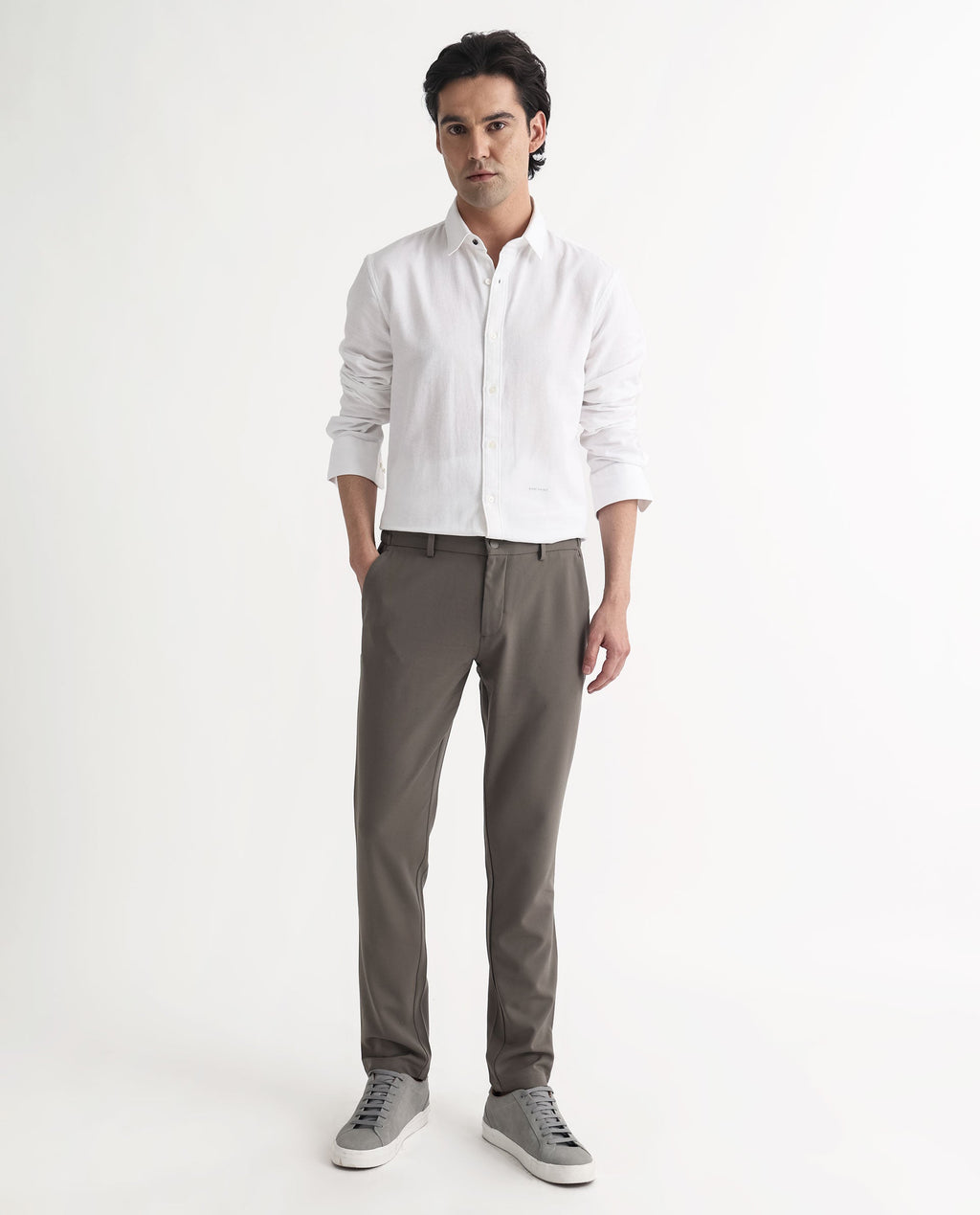 Rare Rabbit Men's Otago White Cotton Plain Regular Fit Full Sleeve Collared Shirt