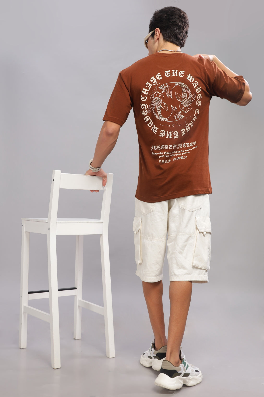 Men Brown Oversized T-Shirt
