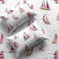 Divine Collection - Cotton Bedsheet With 2 Pillow Covers, Ocean Boats Maroon