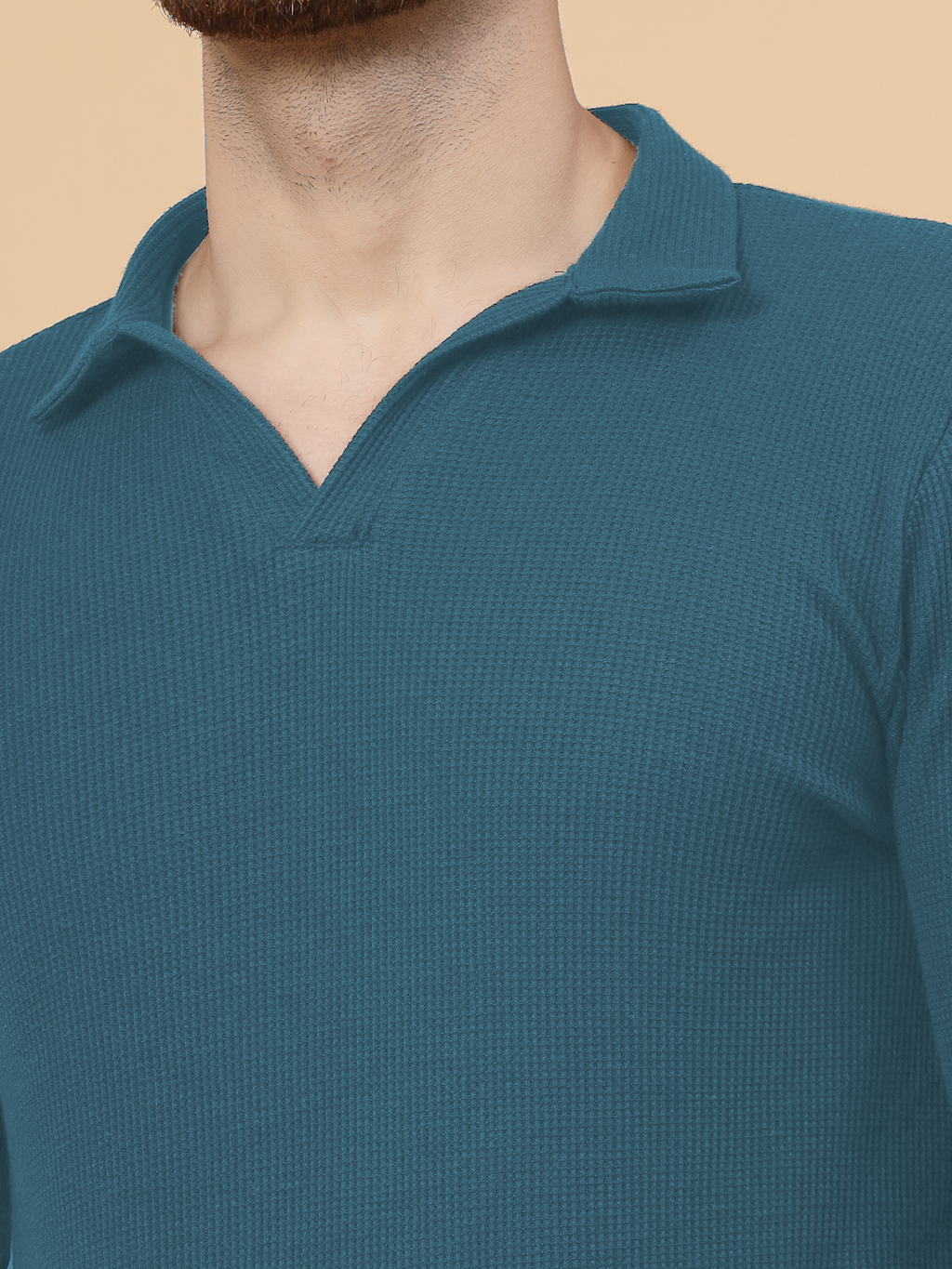 Men Teal Waffle T-shirt