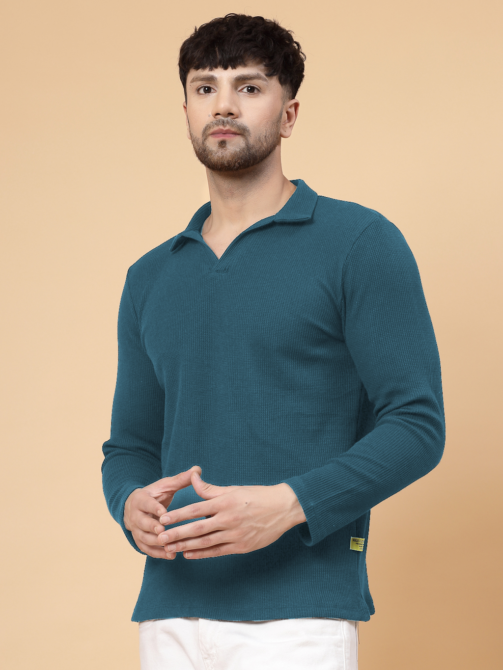 Men Teal Waffle T-shirt