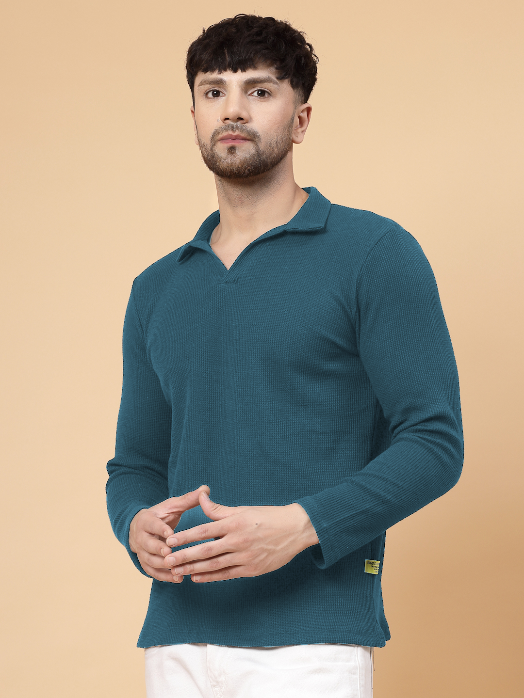 Men Teal Waffle T-shirt