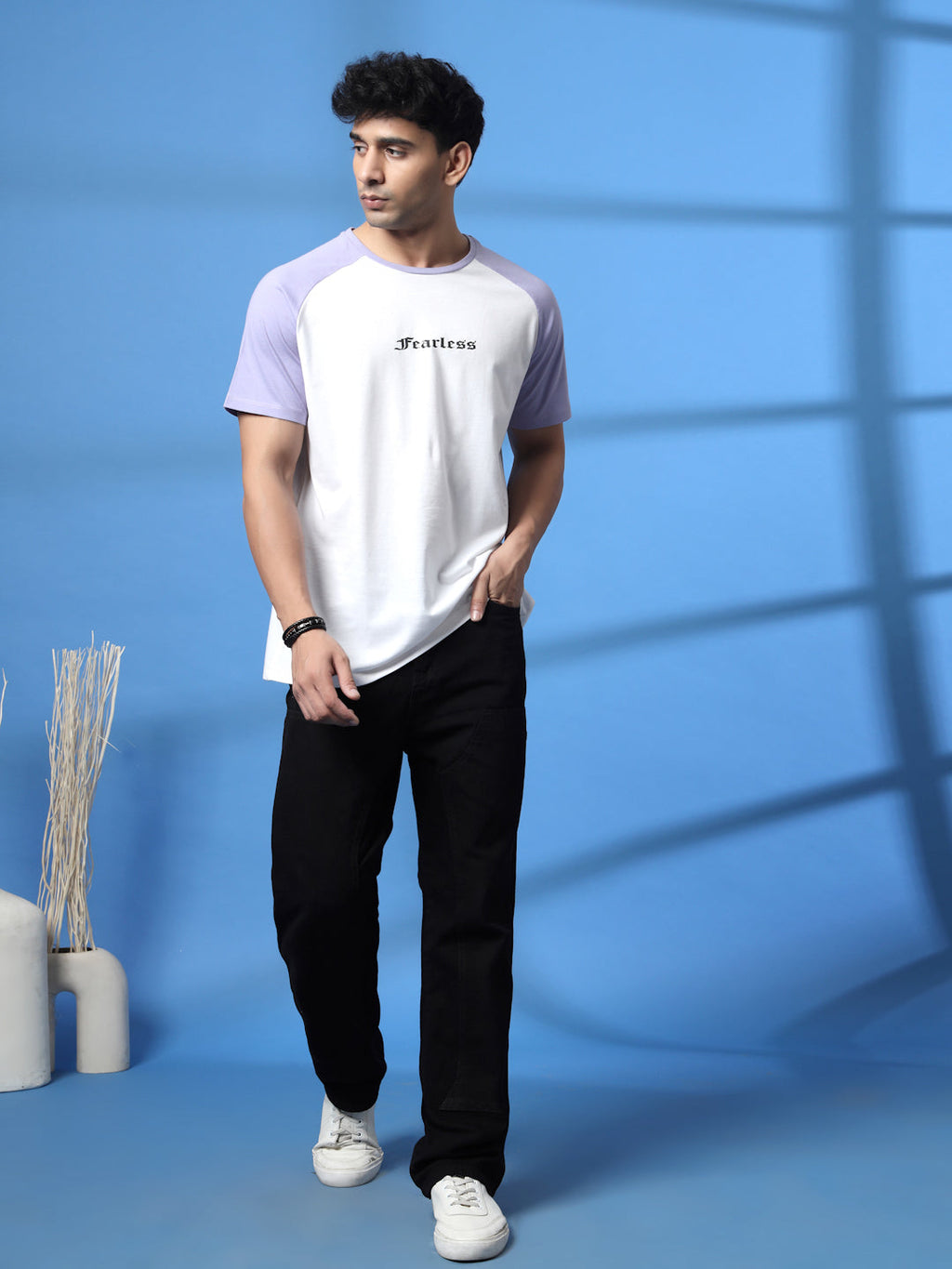 Men White Typography Oversized T-Shirt