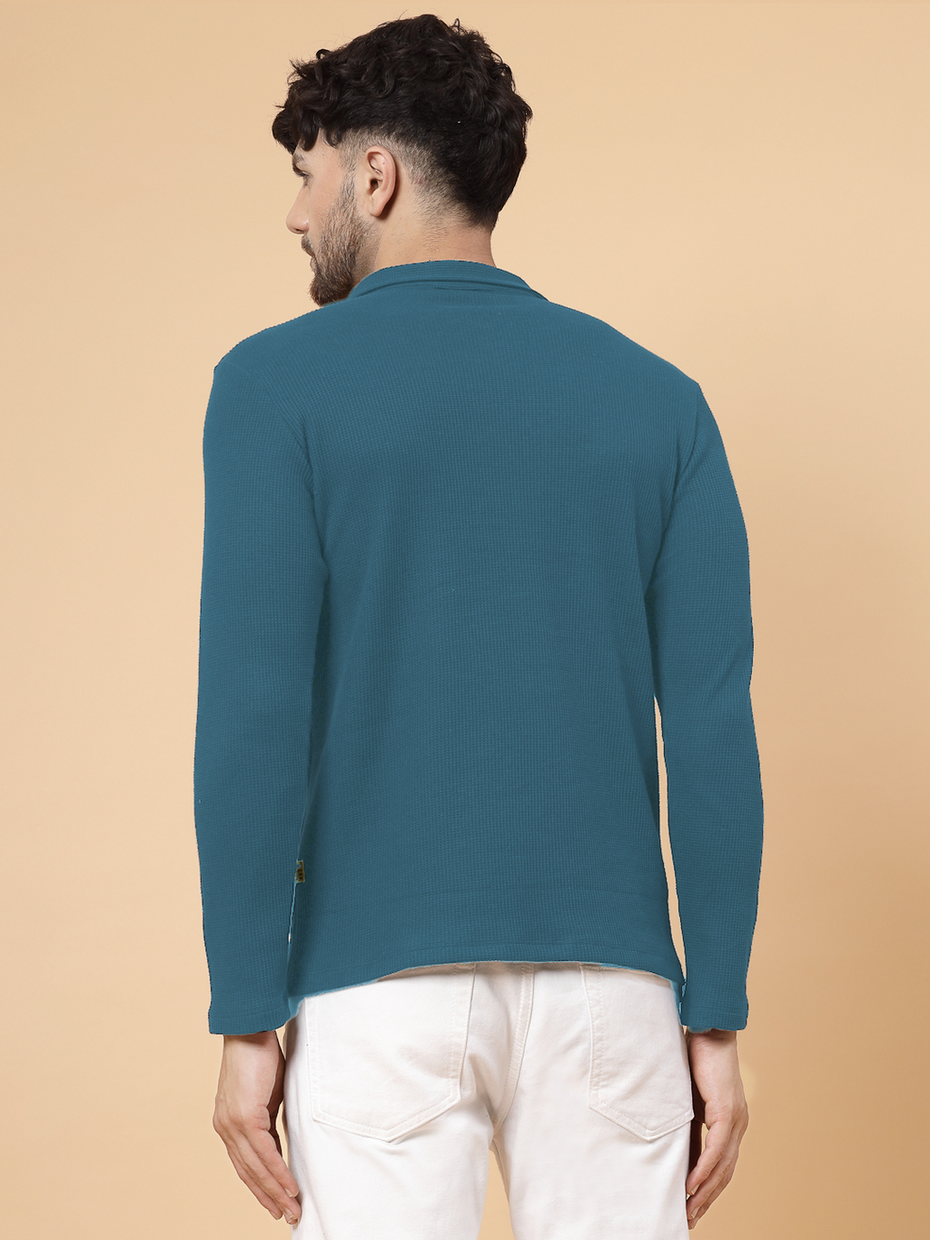 Men Teal Waffle T-shirt