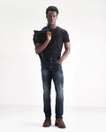 Rare Rabbit Men's Parle Navy Cotton Plain Hawk Slim Fit Jeans