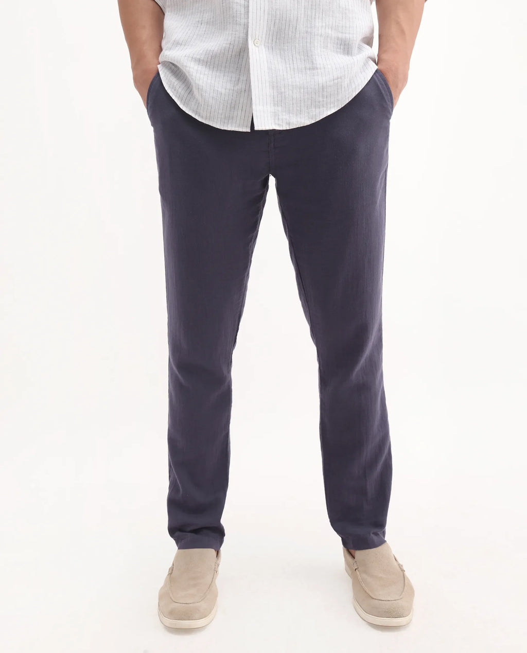 Rare Rabbit Men's Pastor 2 Dusky Purple Cotton Plain Regular Fit Trouser
