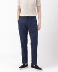 Rare Rabbit Men's Pastor Dark Blue Cotton Plain Regular Fit Trouser