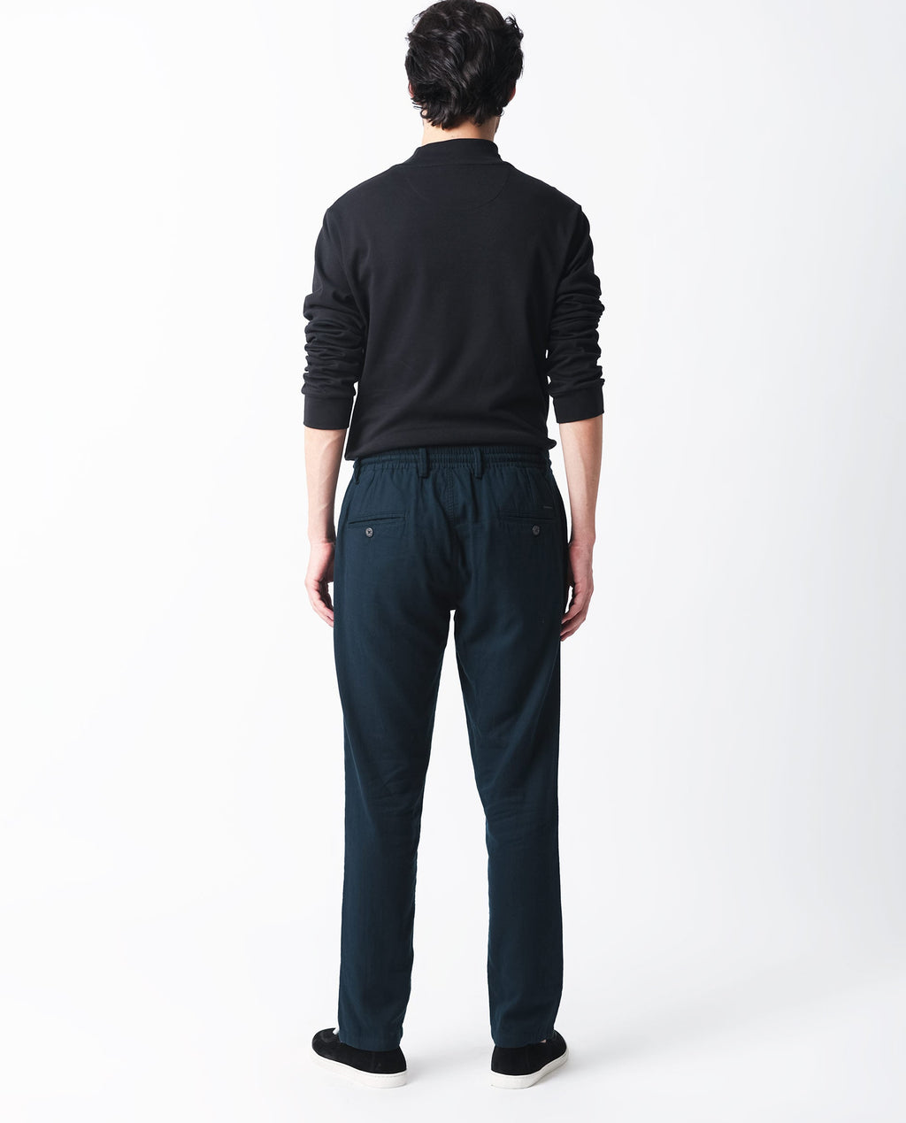 Rare Rabbit Men's Pastor Dark Petrol Cotton Plain Regular Fit Trouser